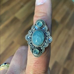 925 boho blue quartz ring